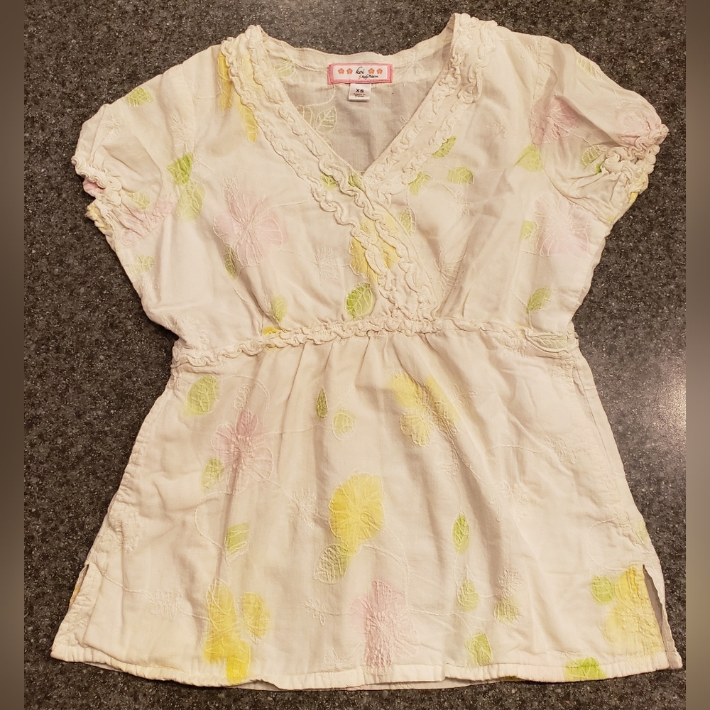 Koi Floral Medical Scrub Top XS